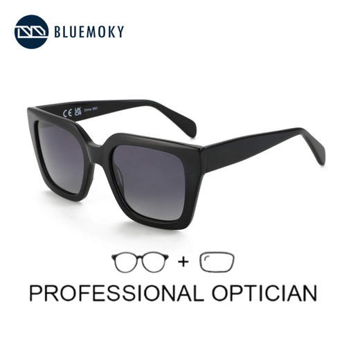 BLUEMOKY Square Prescription Sunglasses Polarized Progressive Sun Glasses For Women Ultra Lightweight UV400 Protection Shades