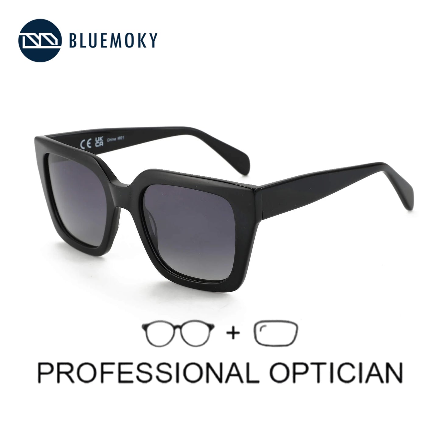 BLUEMOKY Square Prescription Sunglasses Polarized Progressive Sun Glasses For Women Ultra Lightweight UV400 Protection Shades