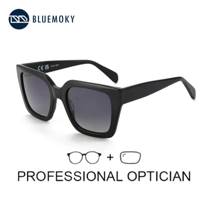 BLUEMOKY Square Prescription Sunglasses Polarized Progressive Sun Glasses For Women Ultra Lightweight UV400 Protection Shades