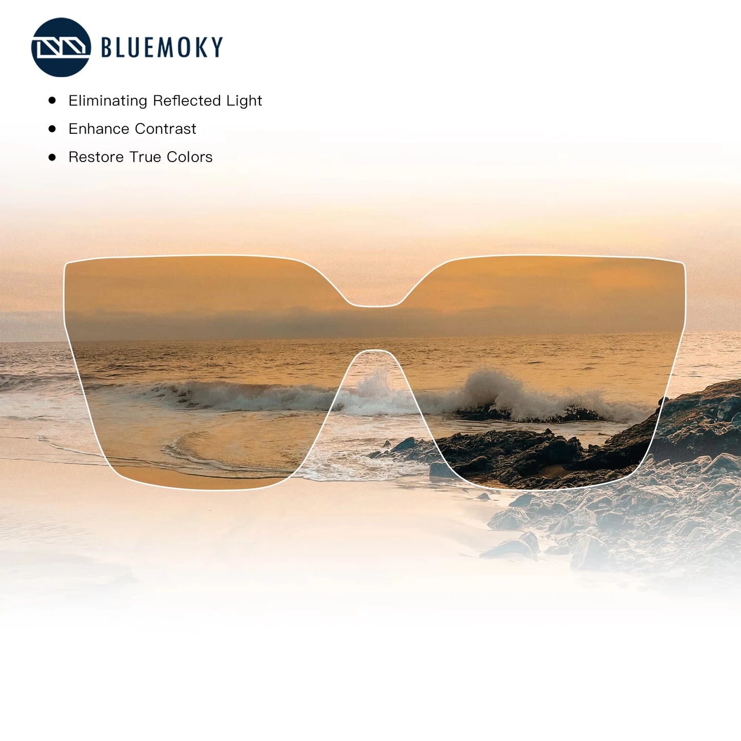 BLUEMOKY Square Prescription Sunglasses Polarized Progressive Sun Glasses For Women Ultra Lightweight UV400 Protection Shades