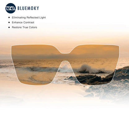 BLUEMOKY Square Prescription Sunglasses Polarized Progressive Sun Glasses For Women Ultra Lightweight UV400 Protection Shades