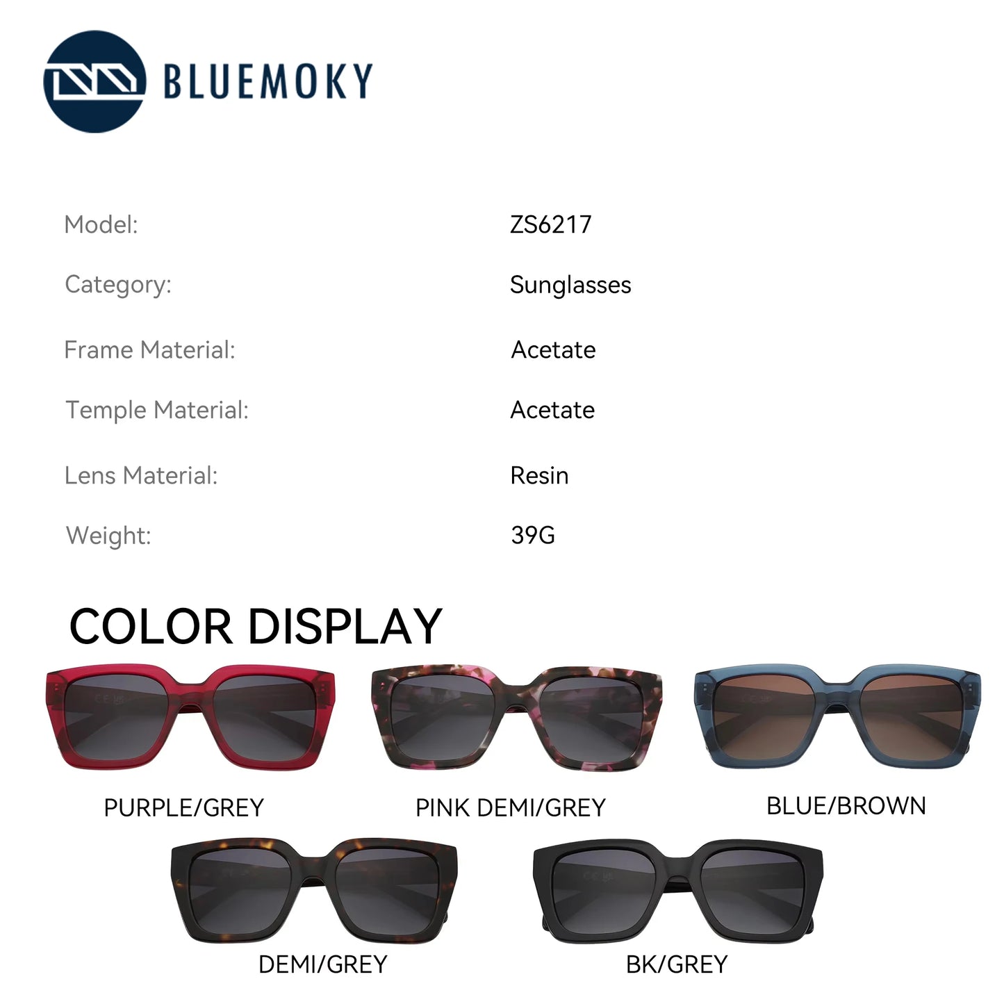 BLUEMOKY Square Prescription Sunglasses Polarized Progressive Sun Glasses For Women Ultra Lightweight UV400 Protection Shades