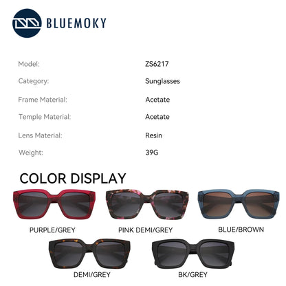 BLUEMOKY Square Prescription Sunglasses Polarized Progressive Sun Glasses For Women Ultra Lightweight UV400 Protection Shades